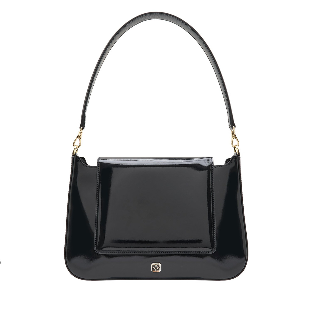 Poppy Siyah Kadın Rugan Deri Omuz Çantası 