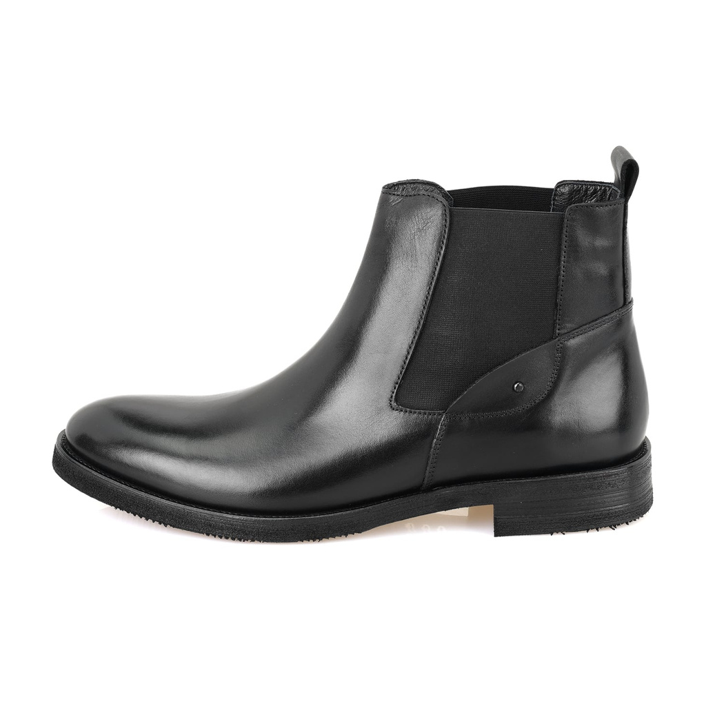 Pravin Siyah Erkek Lastikli Deri Chelsea Bot