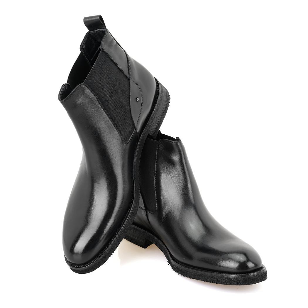 Pravin Siyah Erkek Lastikli Deri Chelsea Bot