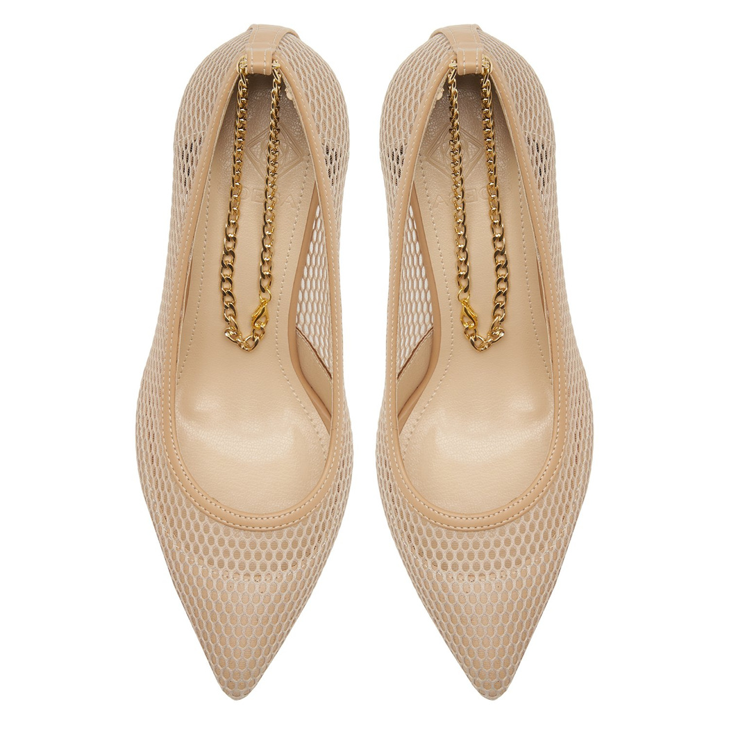 Pudra Karla Kadın Zincir Detaylı Klasik Ayakkabı