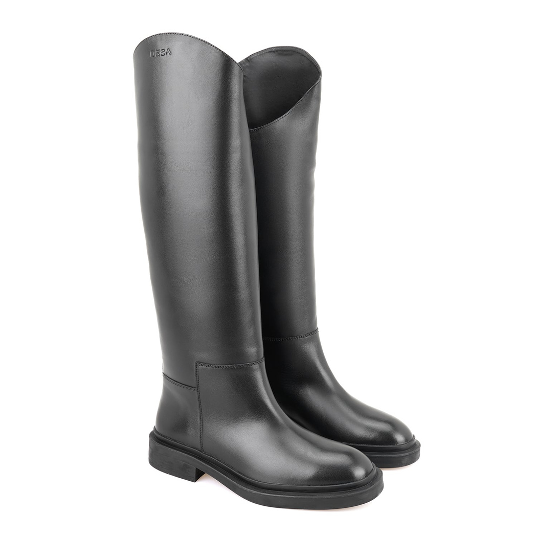 Rebeca Siyah Kadın Deri Binici Çizmesi