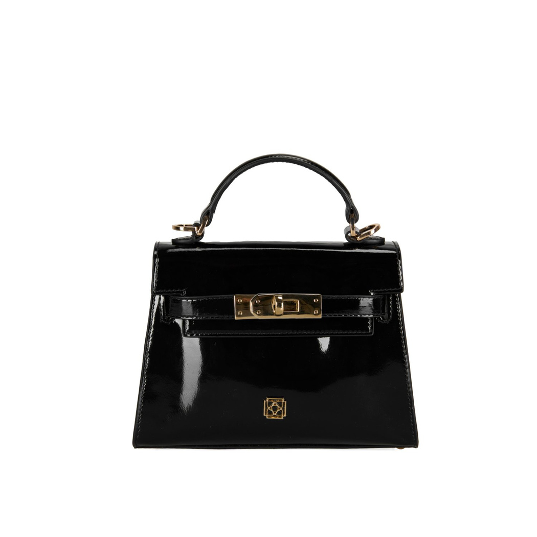 Rebeni Siyah Kadın Rugan El Çantası