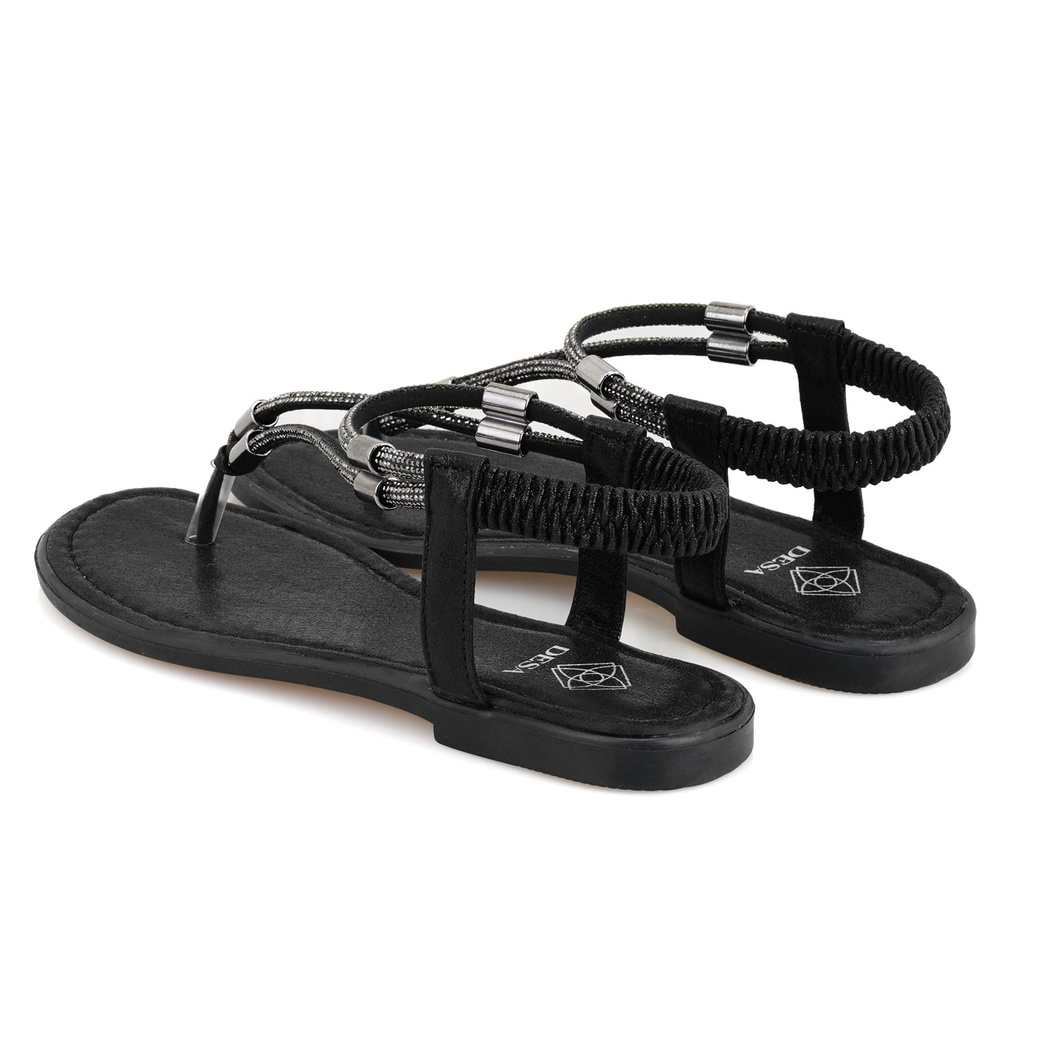 Regan Siyah Kadın Parlak Taş Detaylı Parmak Arası Sandalet