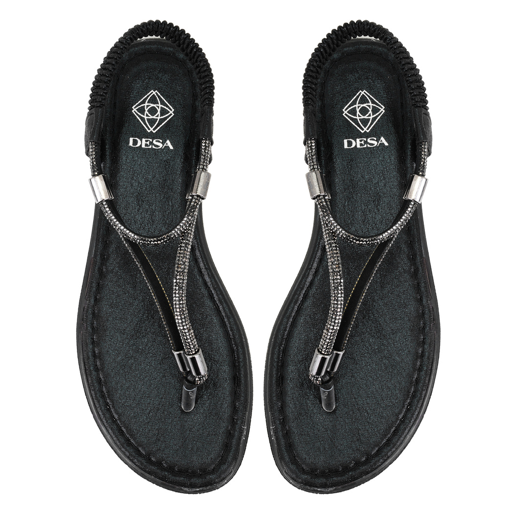 Regan Siyah Kadın Parlak Taş Detaylı Parmak Arası Sandalet