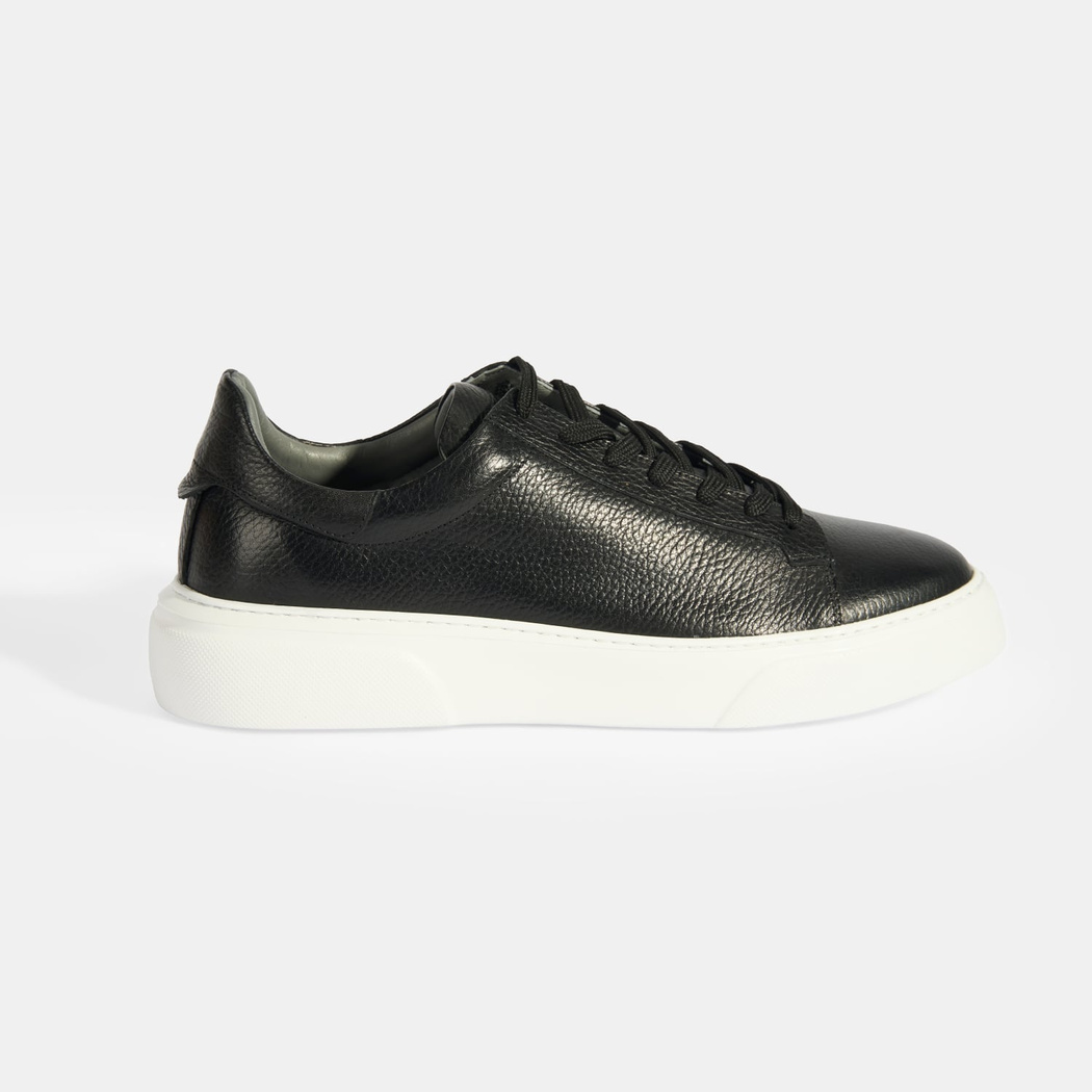 Reminya Siyah Erkek Deri Bağcıklı Günlük Ayakkabı