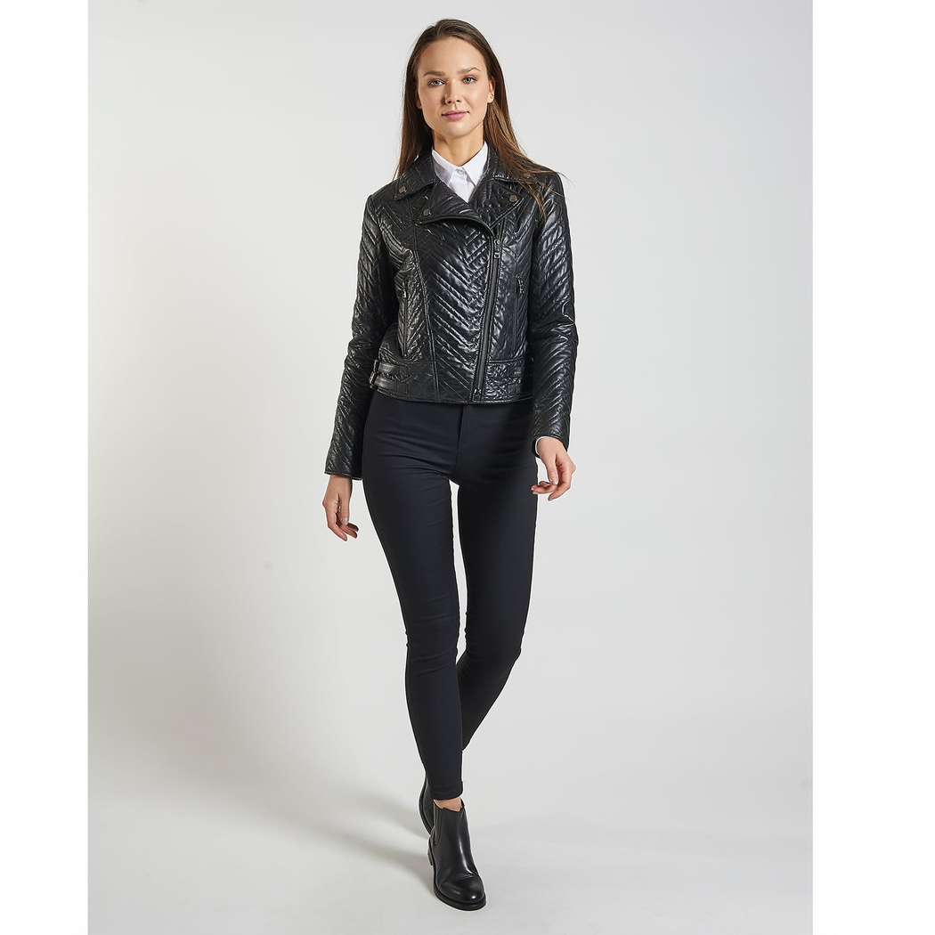 Riccarda Kadın Deri Biker Mont