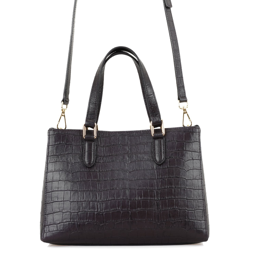 Rieka Kahve Kadın Kroko Baskılı Deri El Çantası