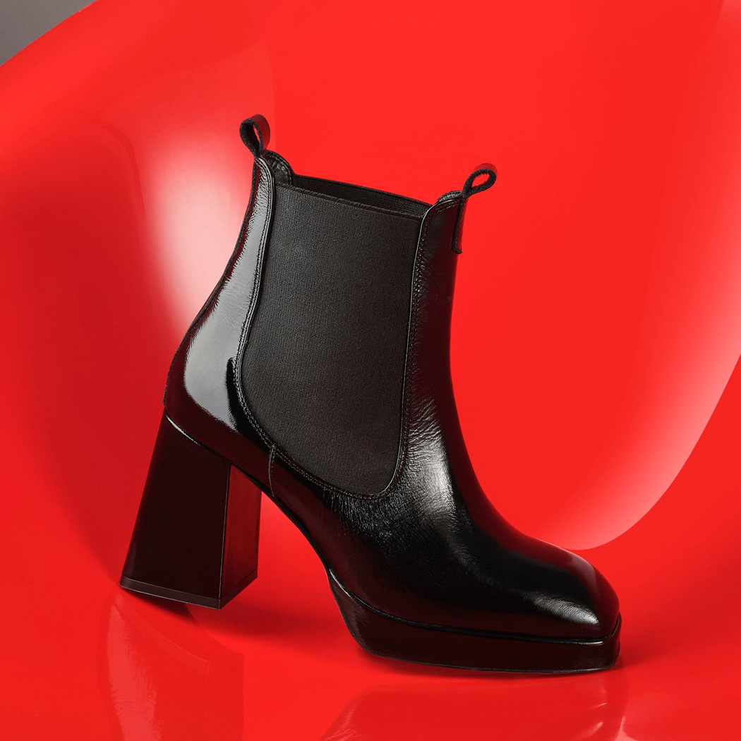 Rosemary Siyah Kadın Lastikli Topuklu Deri Bot