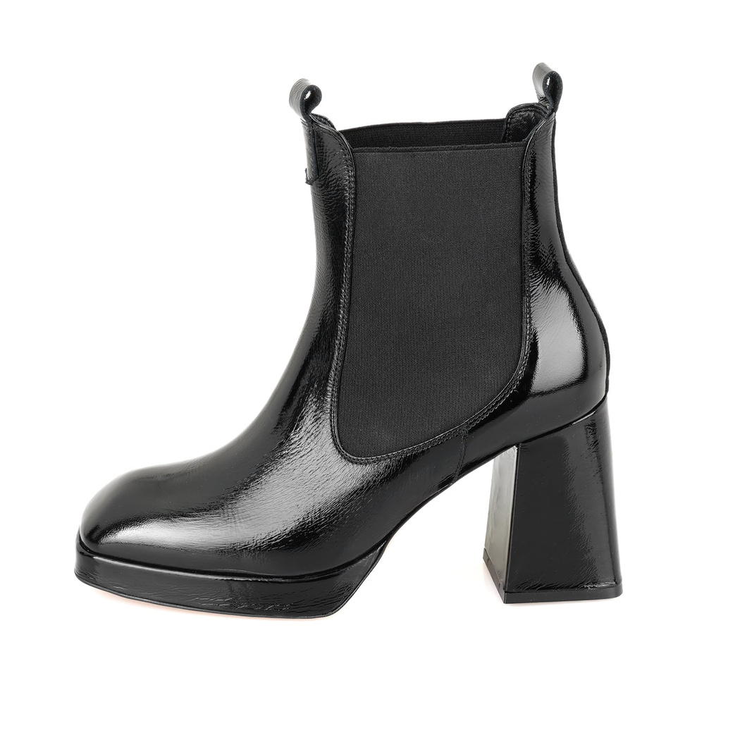 Rosemary Siyah Kadın Lastikli Topuklu Deri Bot