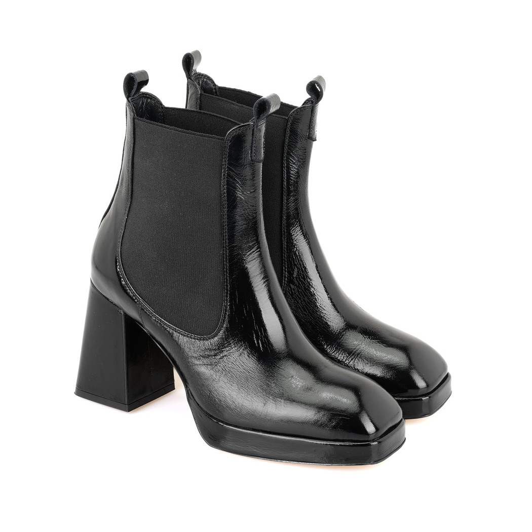 Rosemary Siyah Kadın Lastikli Topuklu Deri Bot