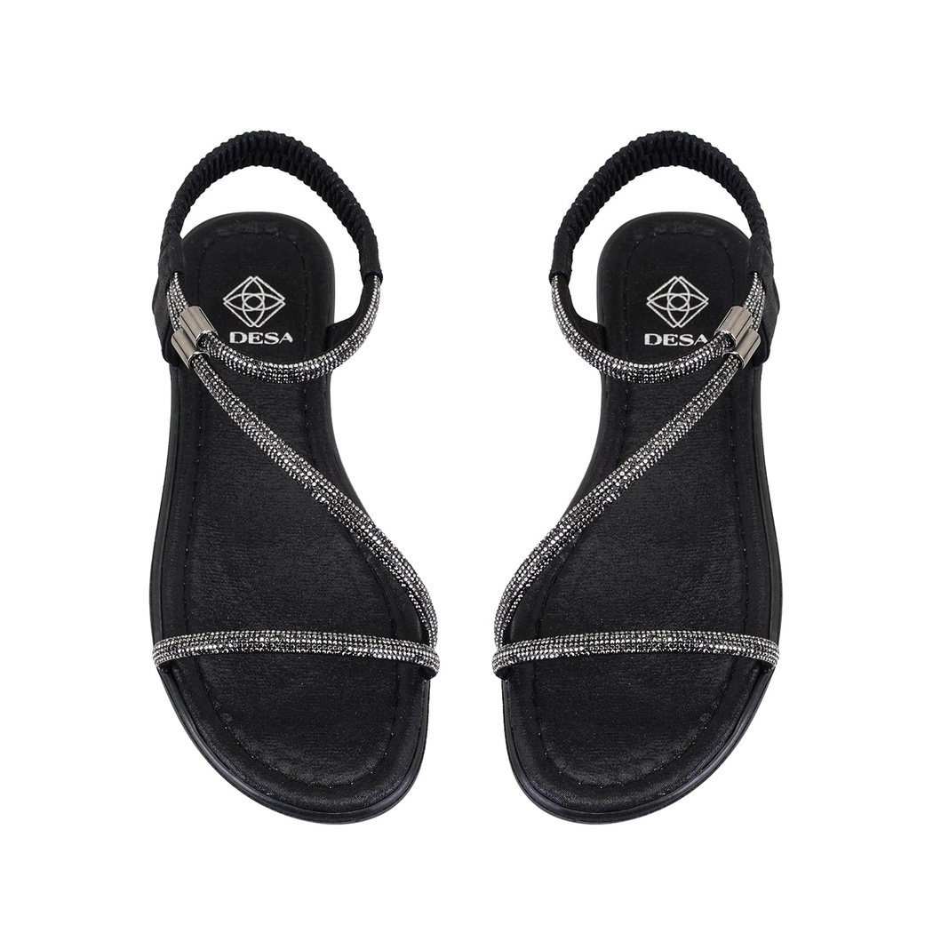 Rosmen Siyah Kadın Parlak Taş Detaylı Sandalet