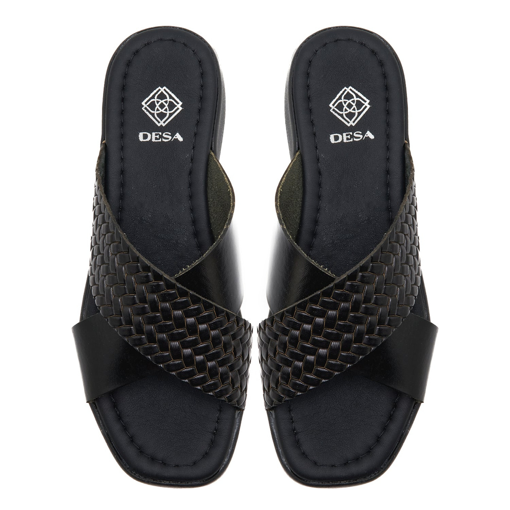 Ross Siyah Kadın Deri Terlik