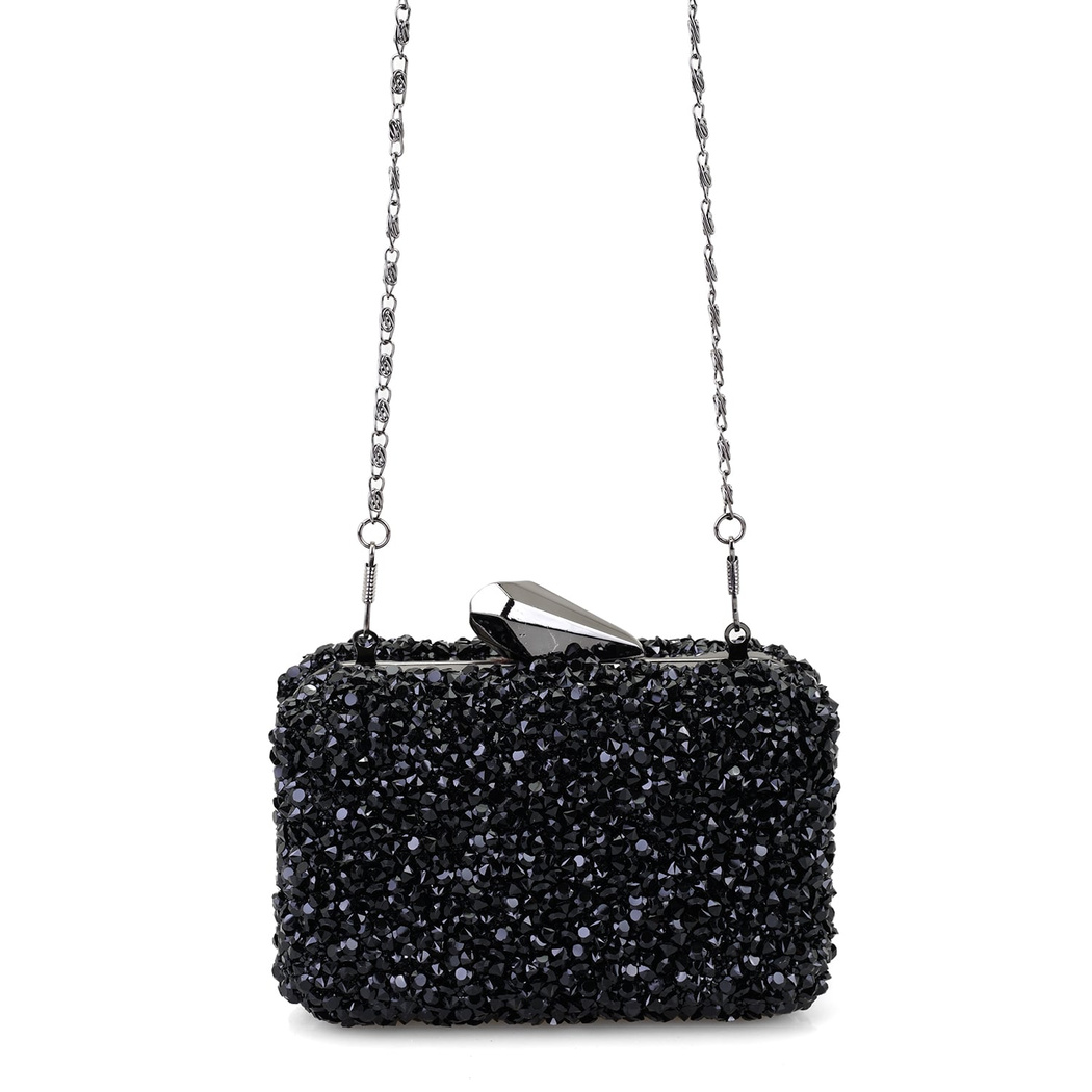 Rowena Siyah Kadın Parlak Taşlı Gece Çantası