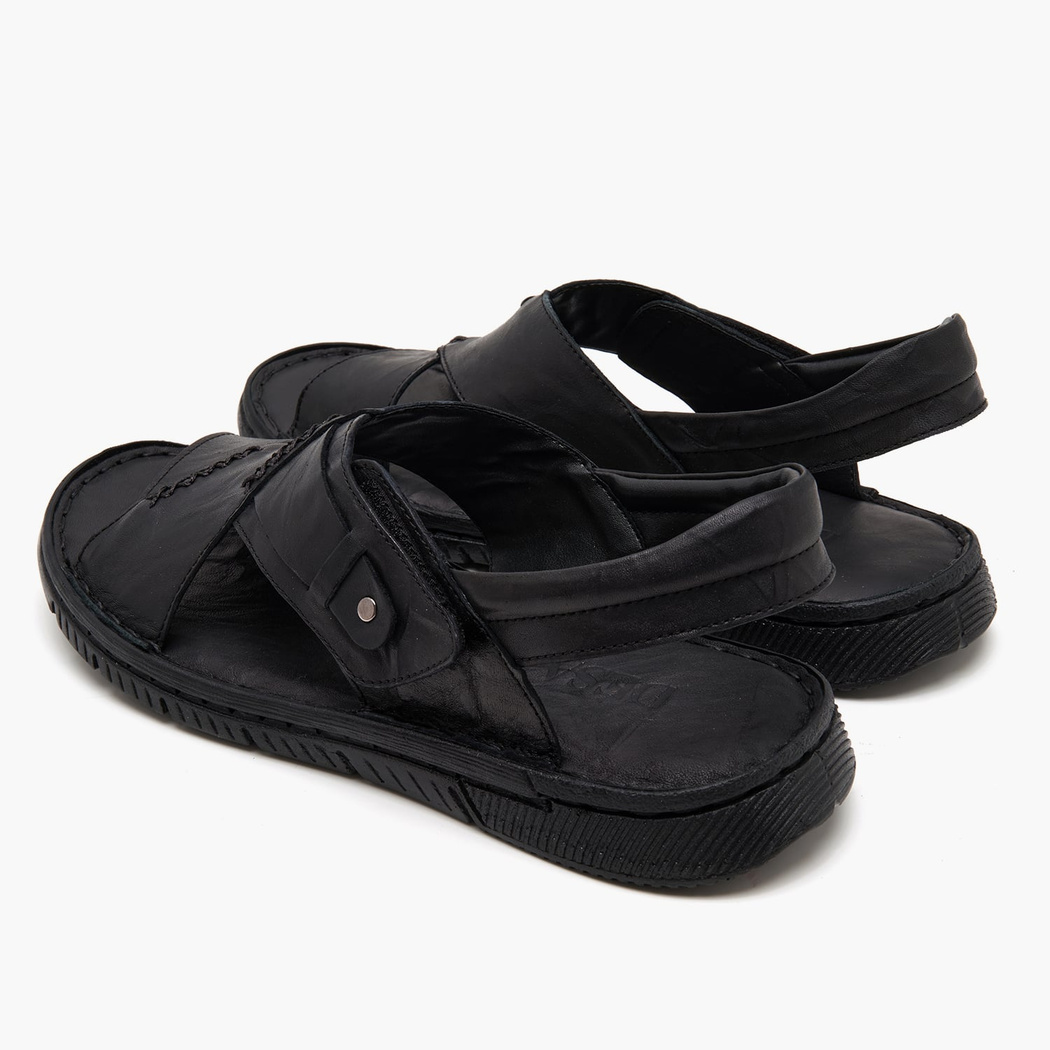 Sabu Siyah Erkek Deri Sandalet