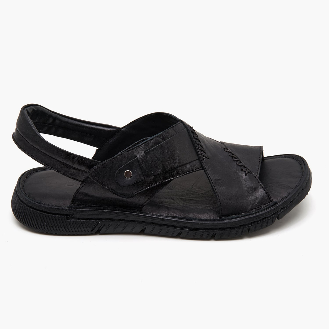 Sabu Siyah Erkek Deri Sandalet