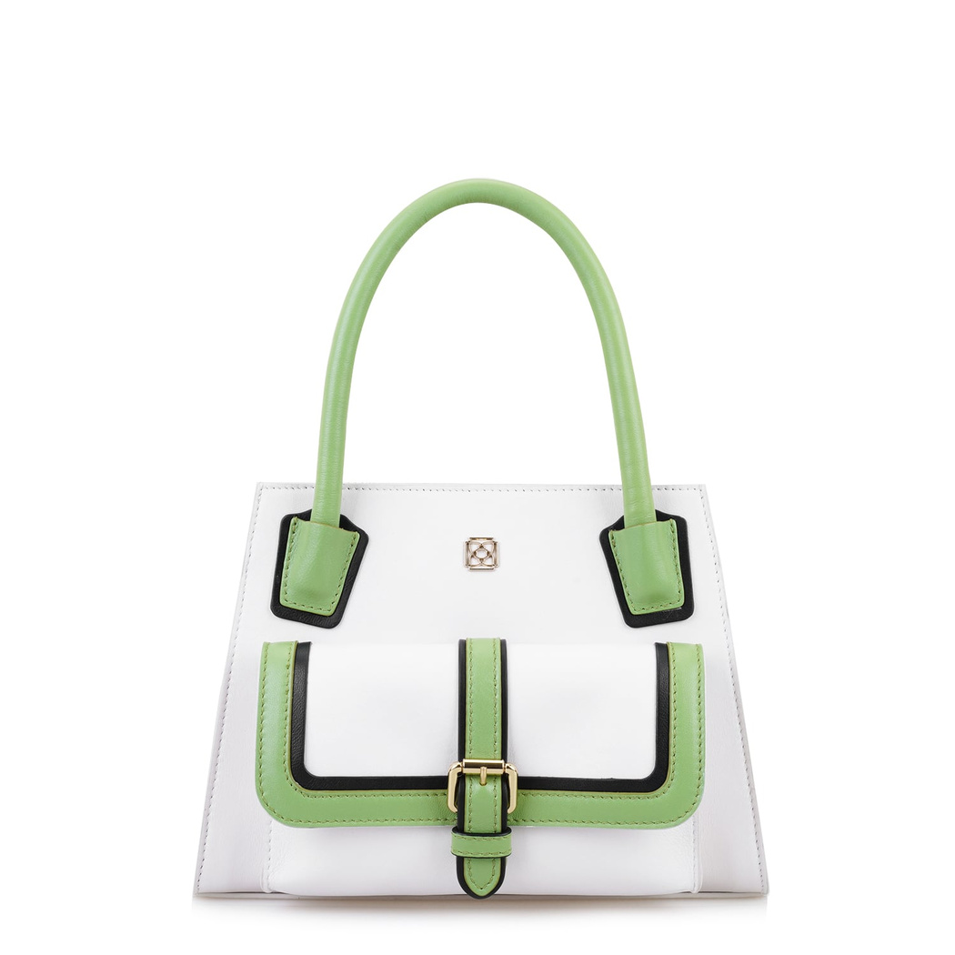 Samen Beyaz Kadın Deri El Çantası