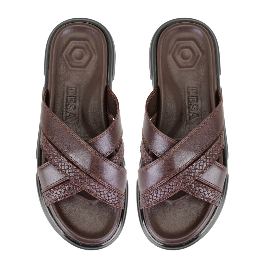 Samuel Kahve Erkek Deri Terlik