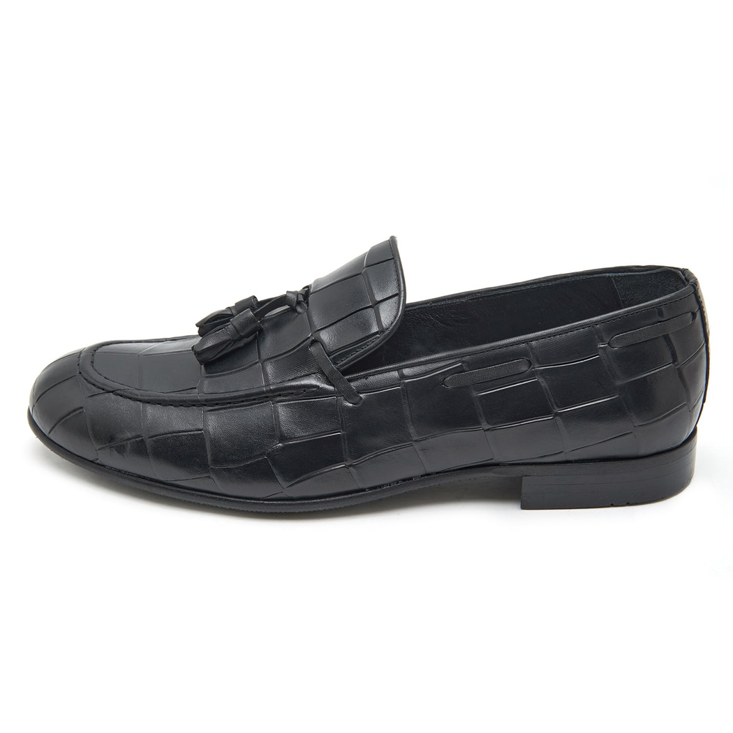Samuel Siyah Erkek Kroko Baskılı Deri Klasik Ayakkabı