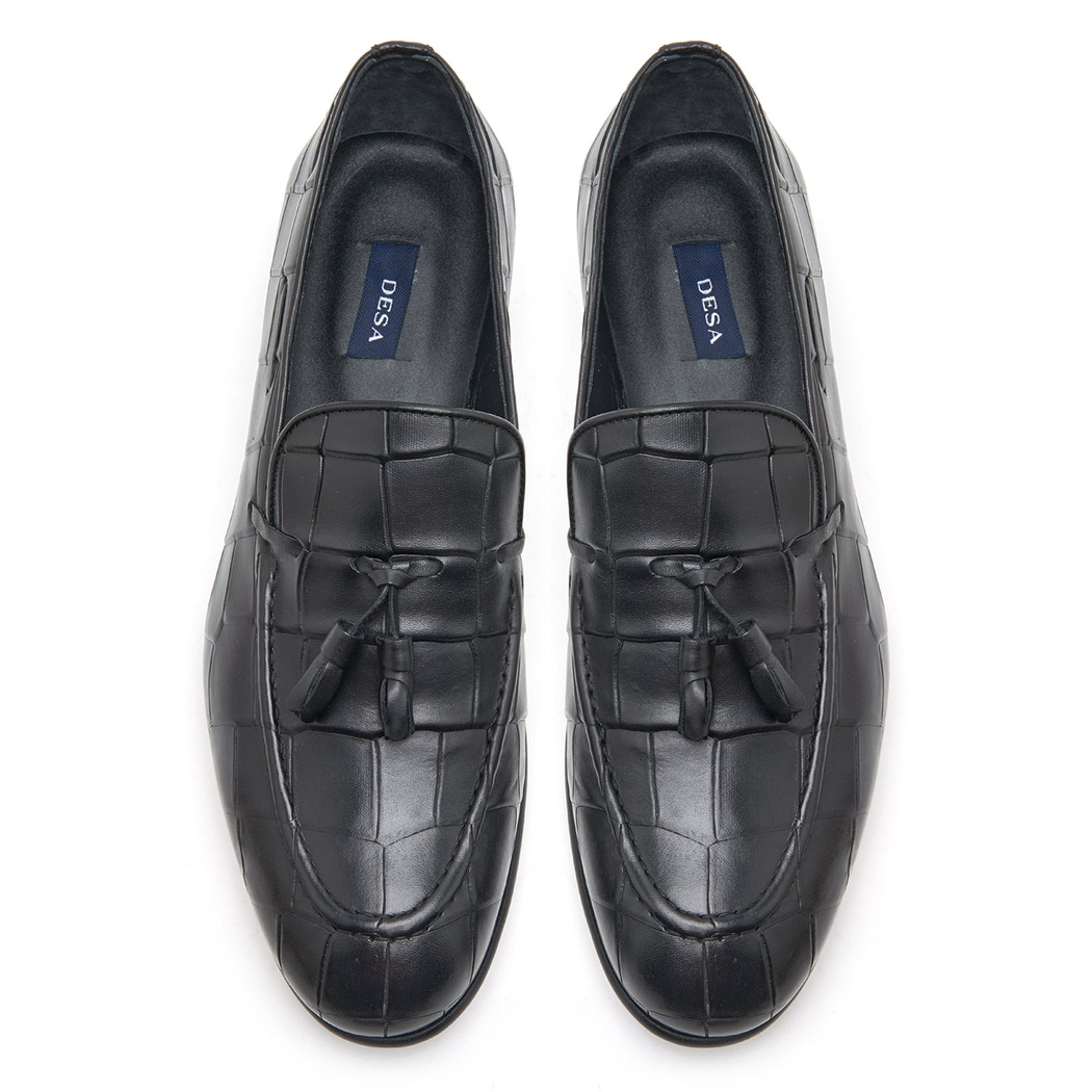 Samuel Siyah Erkek Kroko Baskılı Deri Klasik Ayakkabı