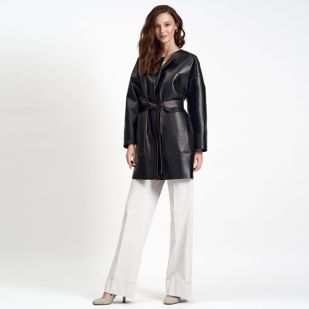 Sandra Kadın Çift Taraflı Deri Pardösü