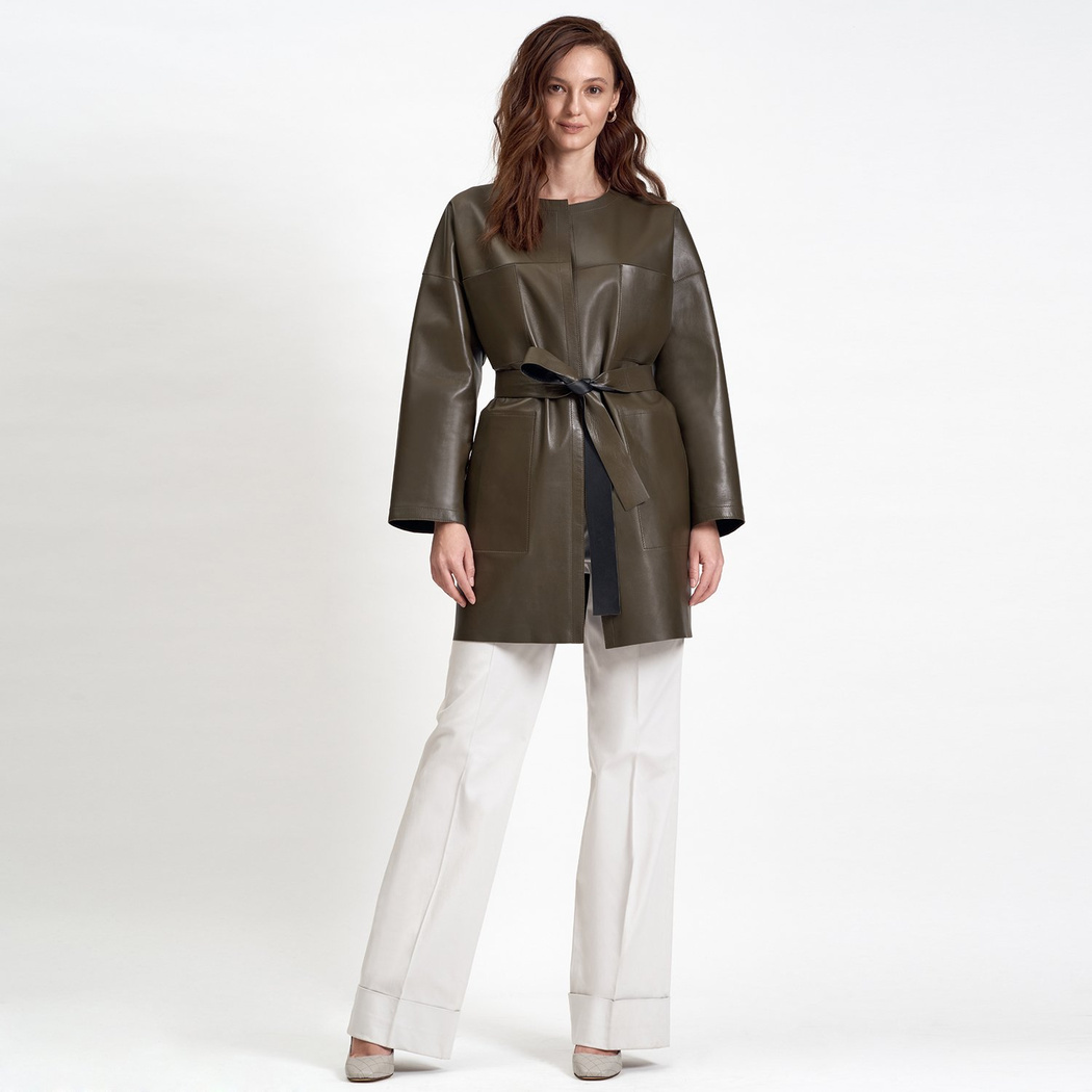 Sandra Kadın Çift Taraflı Deri Pardösü