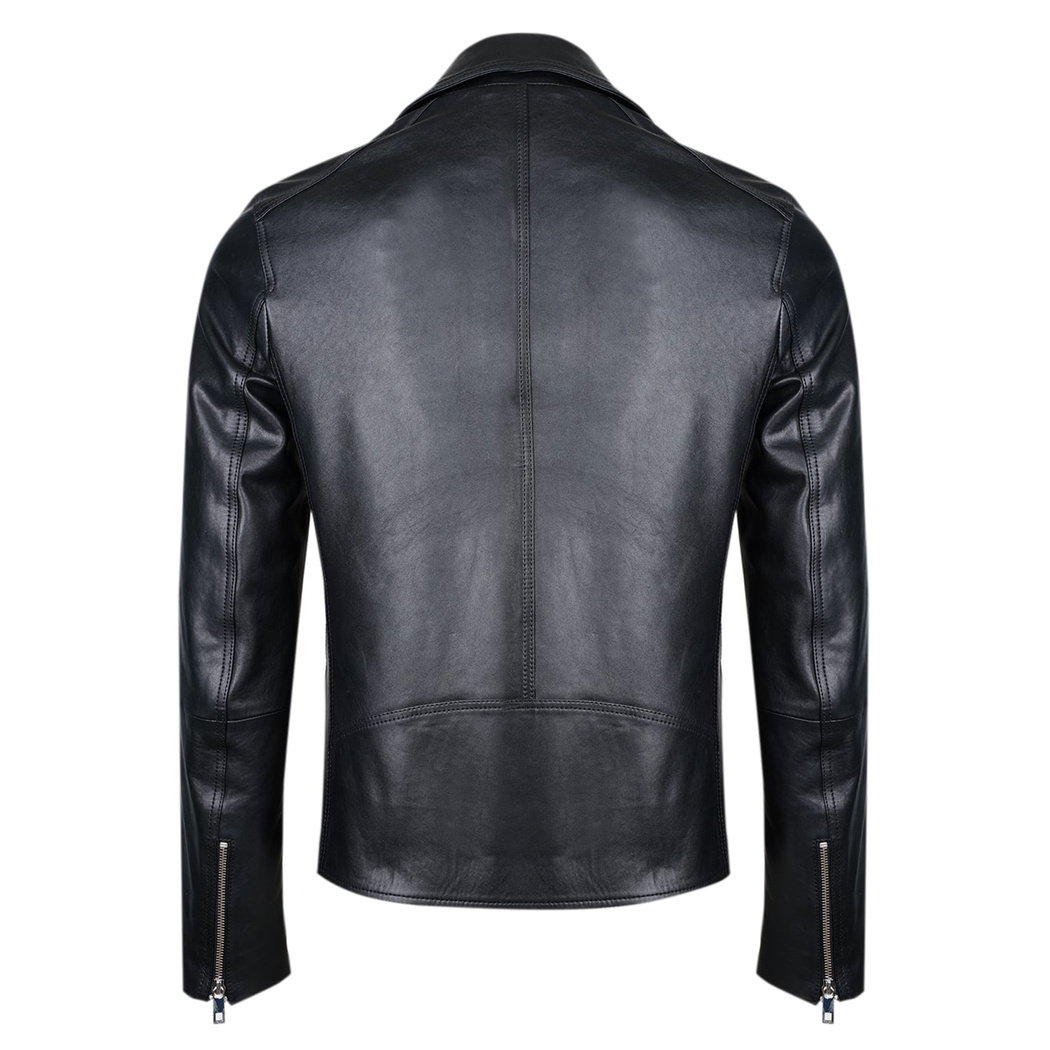 Santo Siyah Erkek Deri Biker Ceket