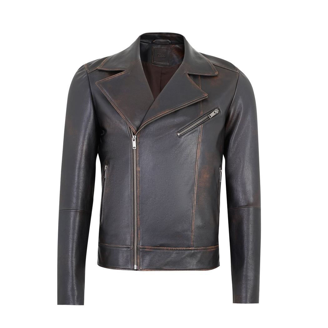 Santo Siyah Erkek Vintage Deri Ceket