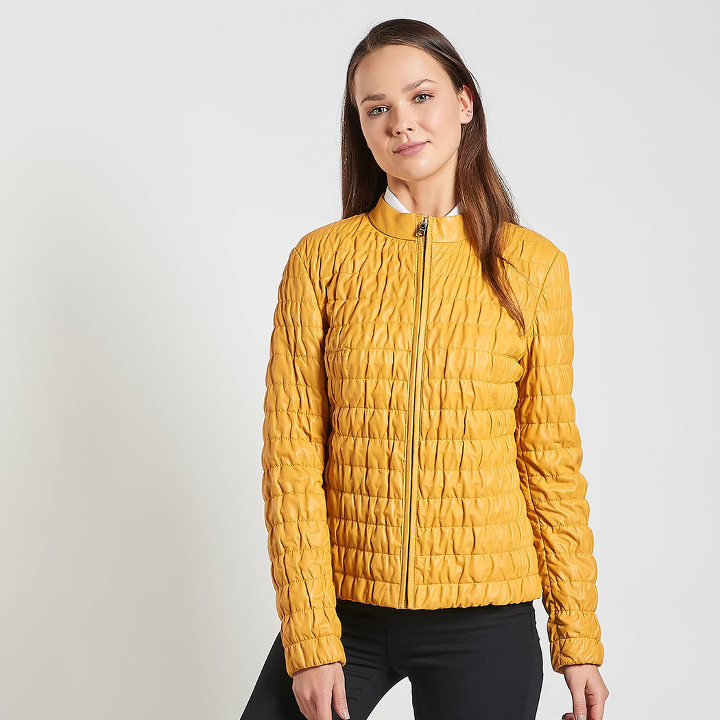 Sarı Fernanda Kadın Deri Mont