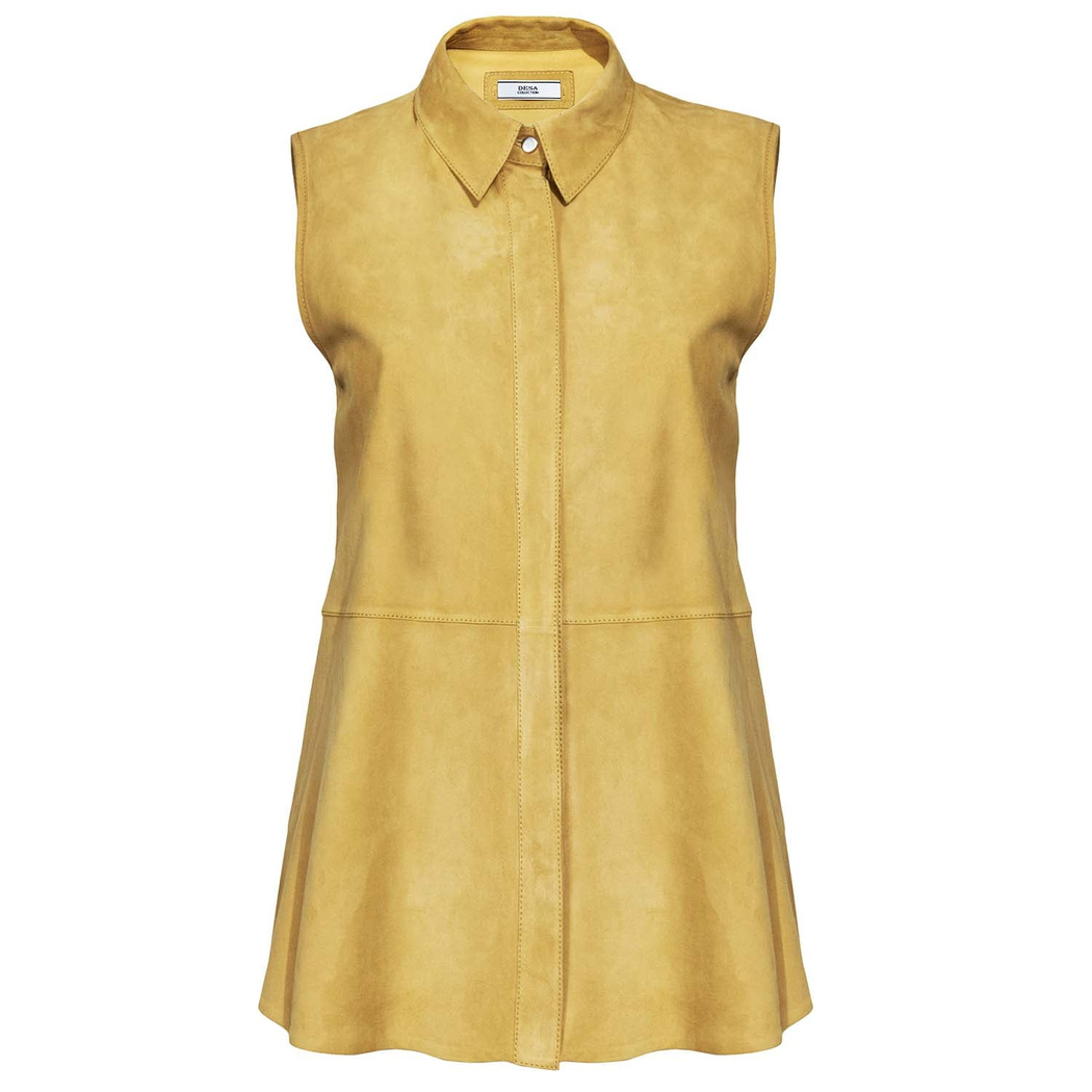 Sarı Suma Kadın Kolsuz Süet Gömlek