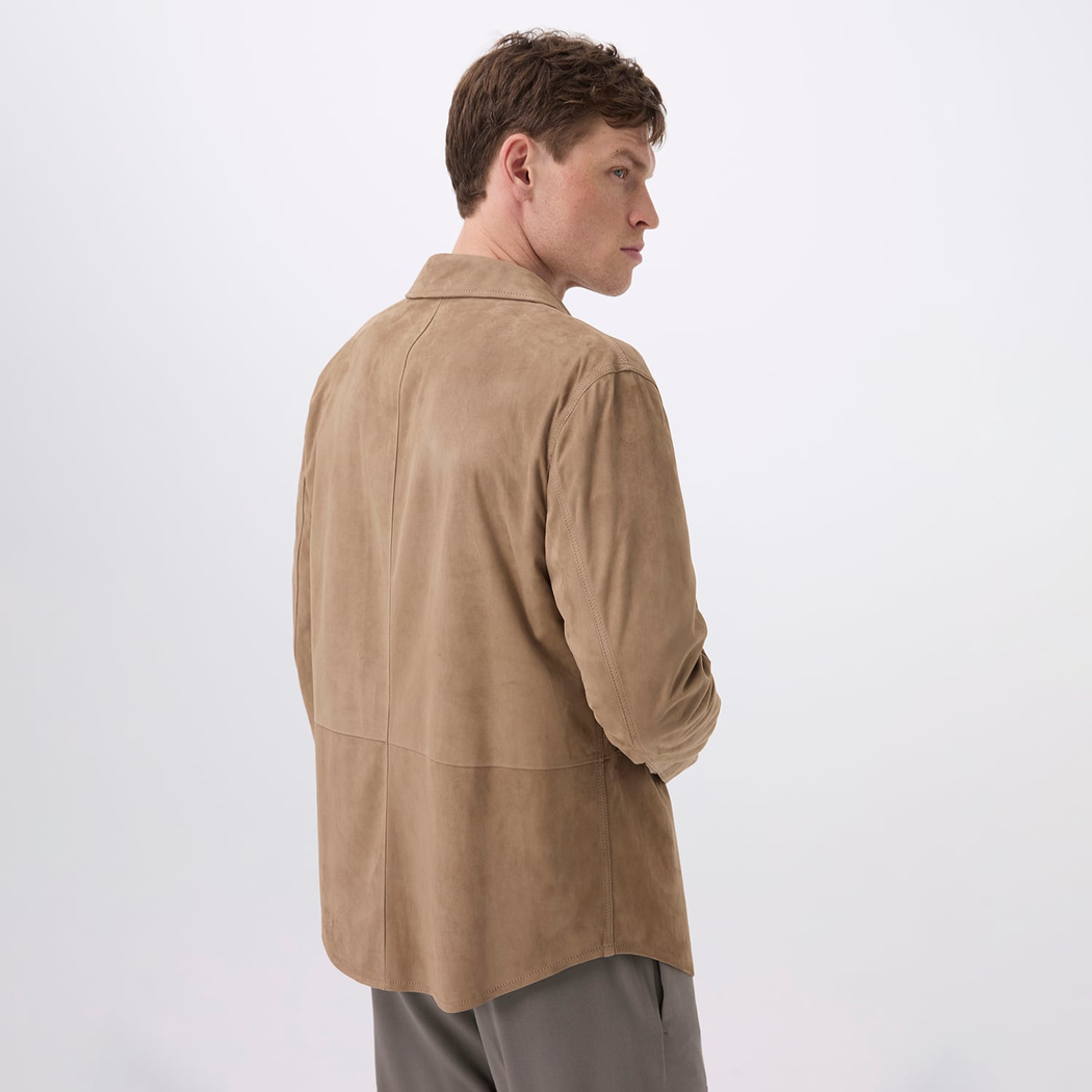 Saverio Kahve Erkek Süet Deri Gömlek
