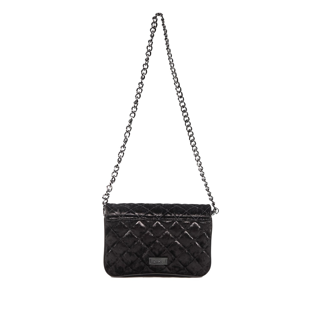 Seta Kadife Kadın Deri Zincir Detaylı Omuz Çantası