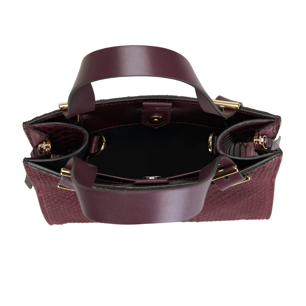 Seven Small Bordo Kadın Yılan Derisi Omuz Çantası