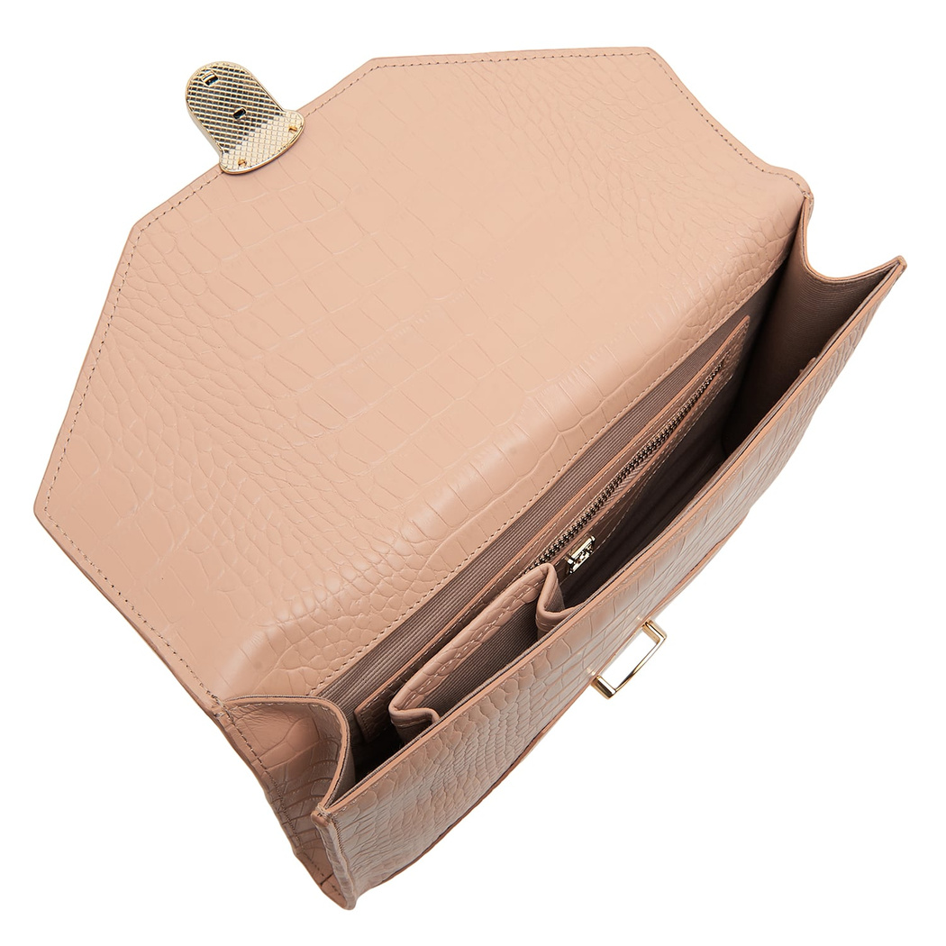 Sharon Bej Kadın Kroko Baskılı Deri Portföy Çanta