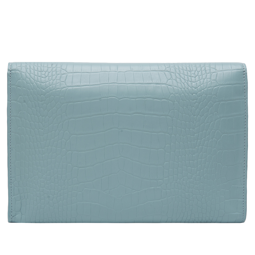 Sharon Mavi Kadın Kroko Baskılı Deri Portföy Çanta