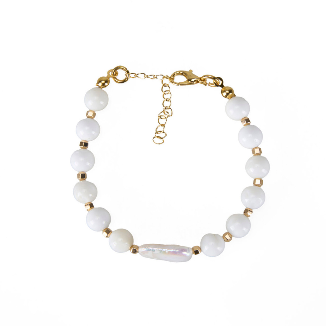 Shell & İnci Doğal Taşlı Kadın Bileklik