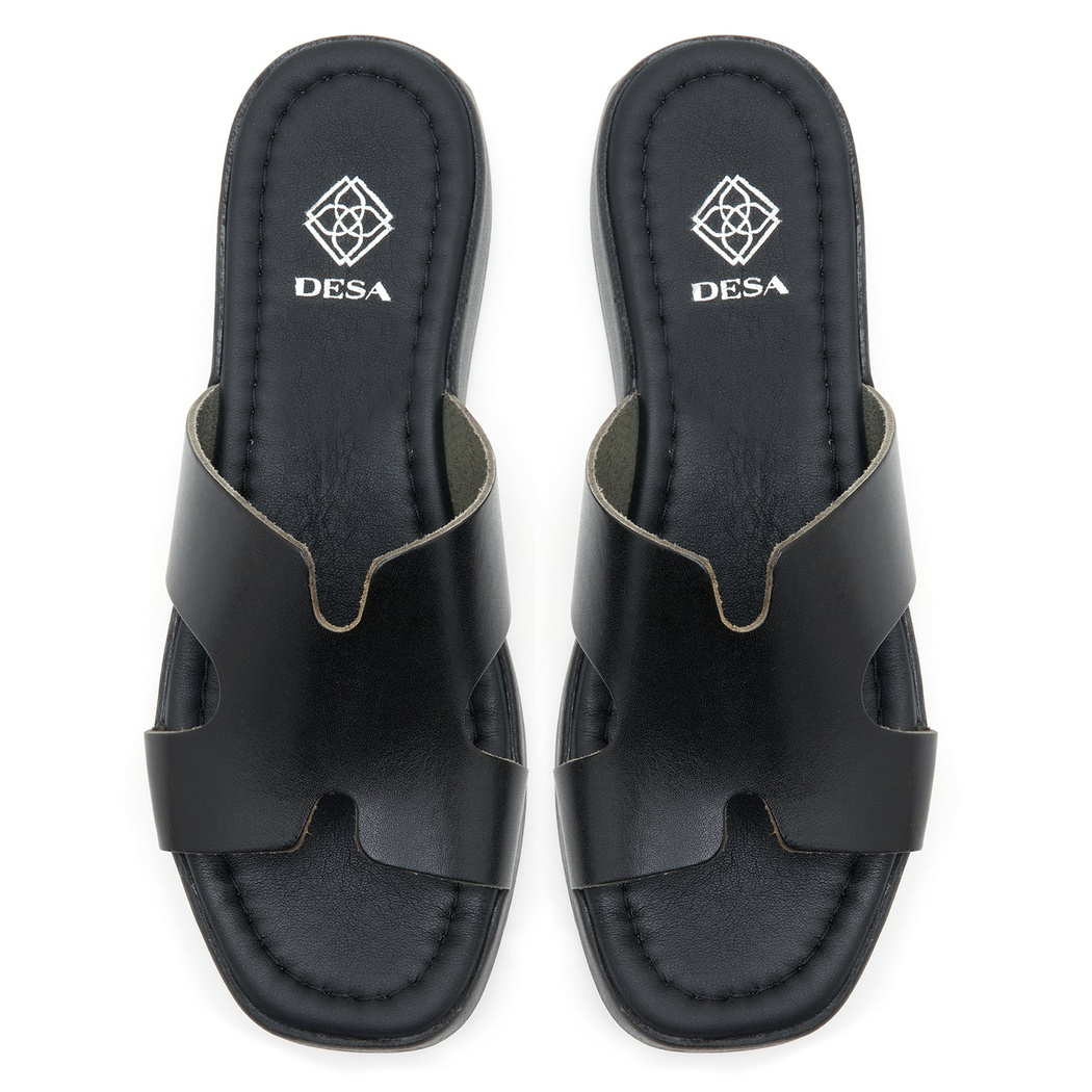 Shirly Siyah Kadın Deri Terlik