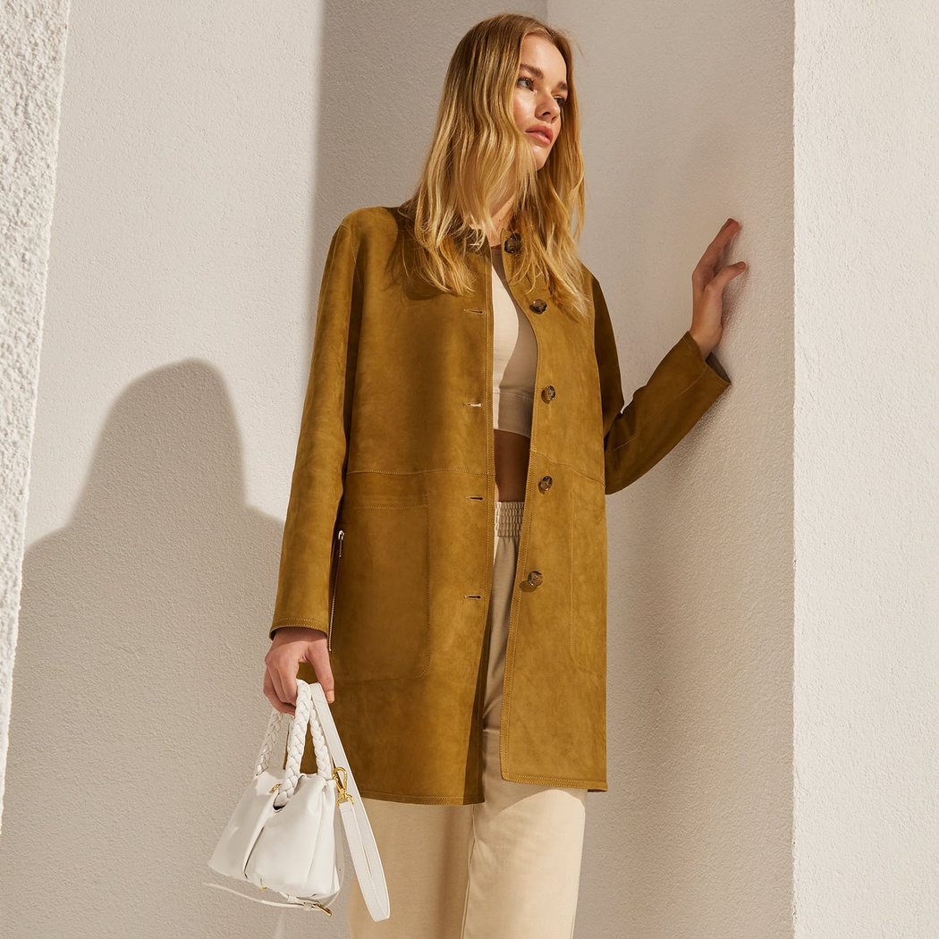 Simonetta Kadın Çift Taraflı Deri Pardösü