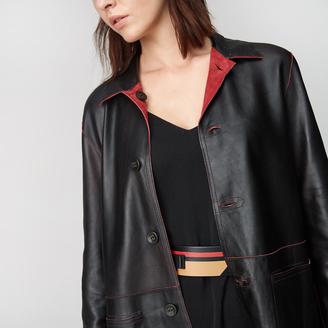 Simonetta Kadın Çift Taraflı Deri Pardösü