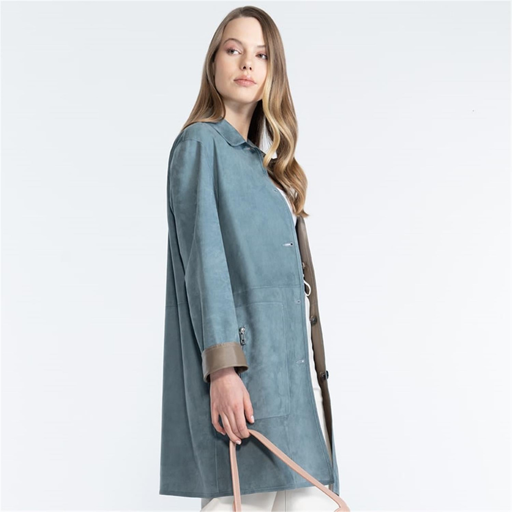 Simonetta Kadın Çift Taraflı Süet Deri Pardösü