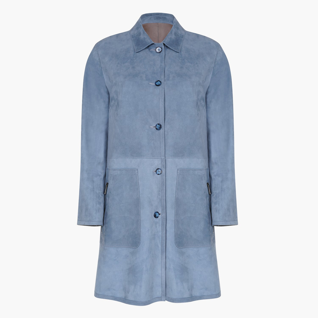 Simonetta Kadın Çift Taraflı Süet Deri Pardösü