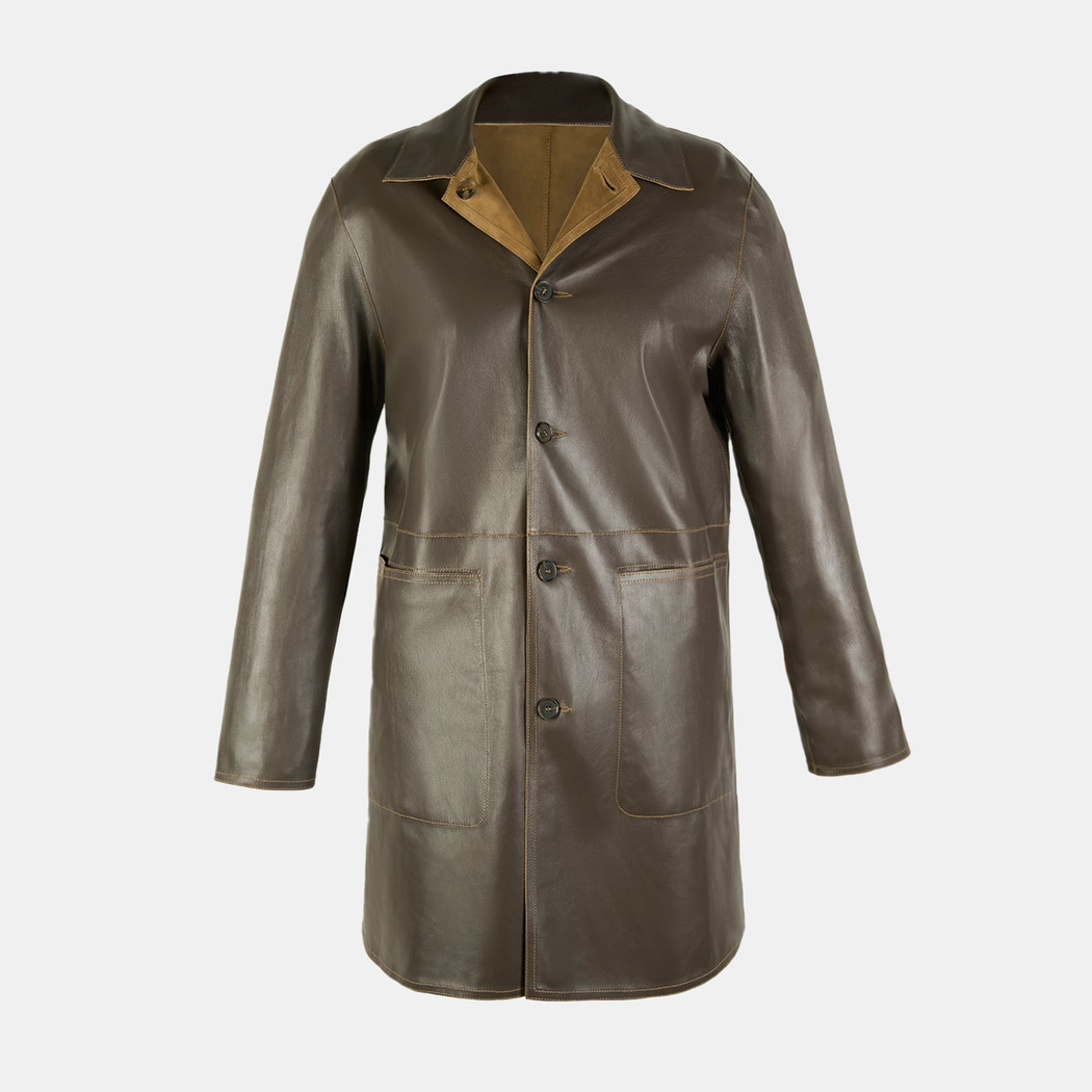 Simonetta Yeşil Kadın Çift Taraflı Deri Pardösü