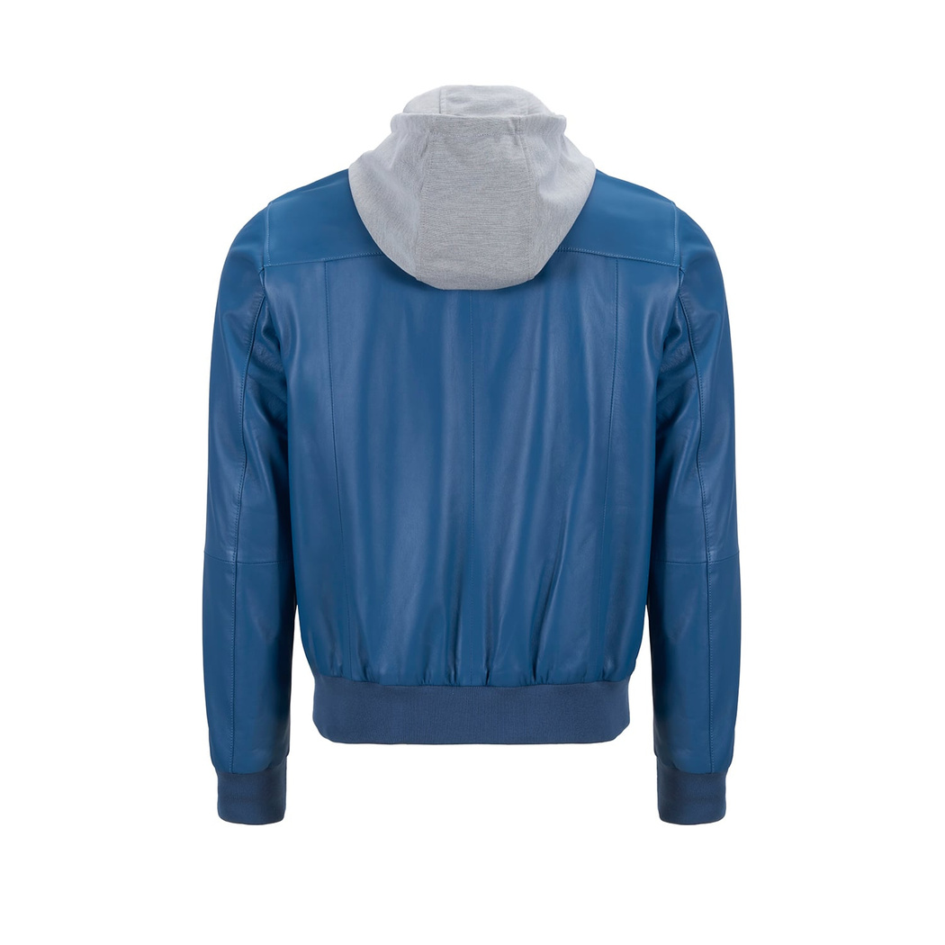 Sionan Erkek Kapüşonlu Deri Ceket