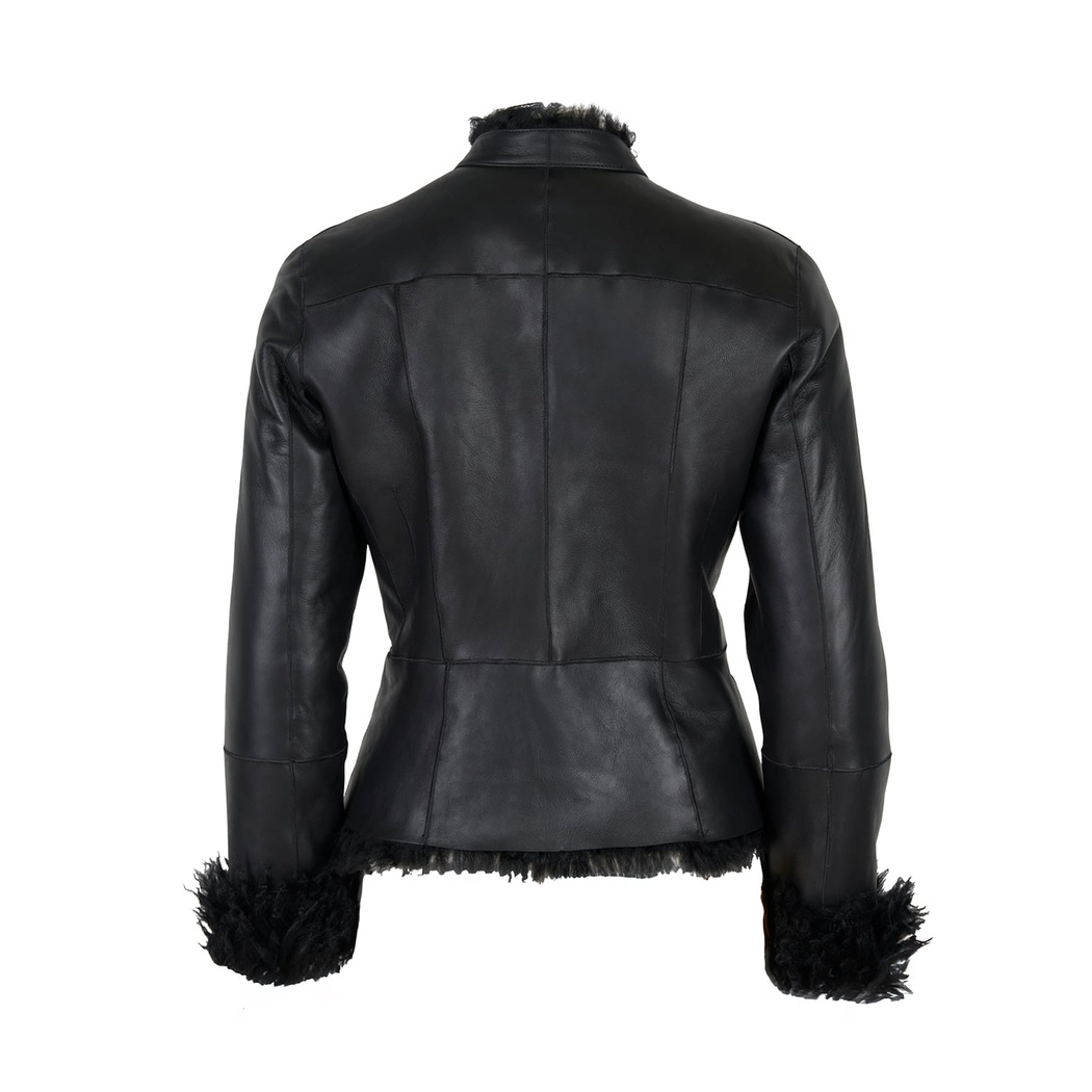 Sirus Siyah Kadın Çift Taraflı Kürk Ceket