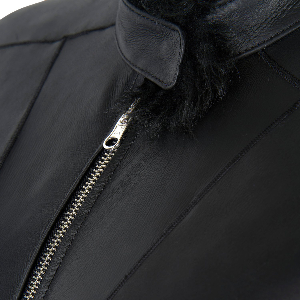 Sirus Siyah Kadın Çift Taraflı Kürk Ceket