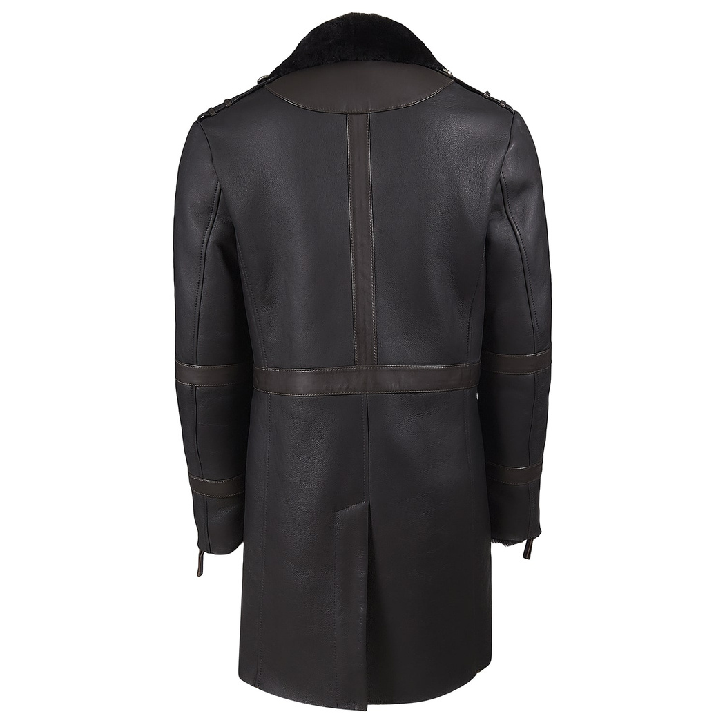 Siyah Albertino Erkek Kürk Kaban