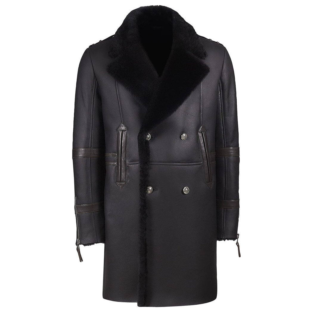 Siyah Albertino Erkek Kürk Kaban