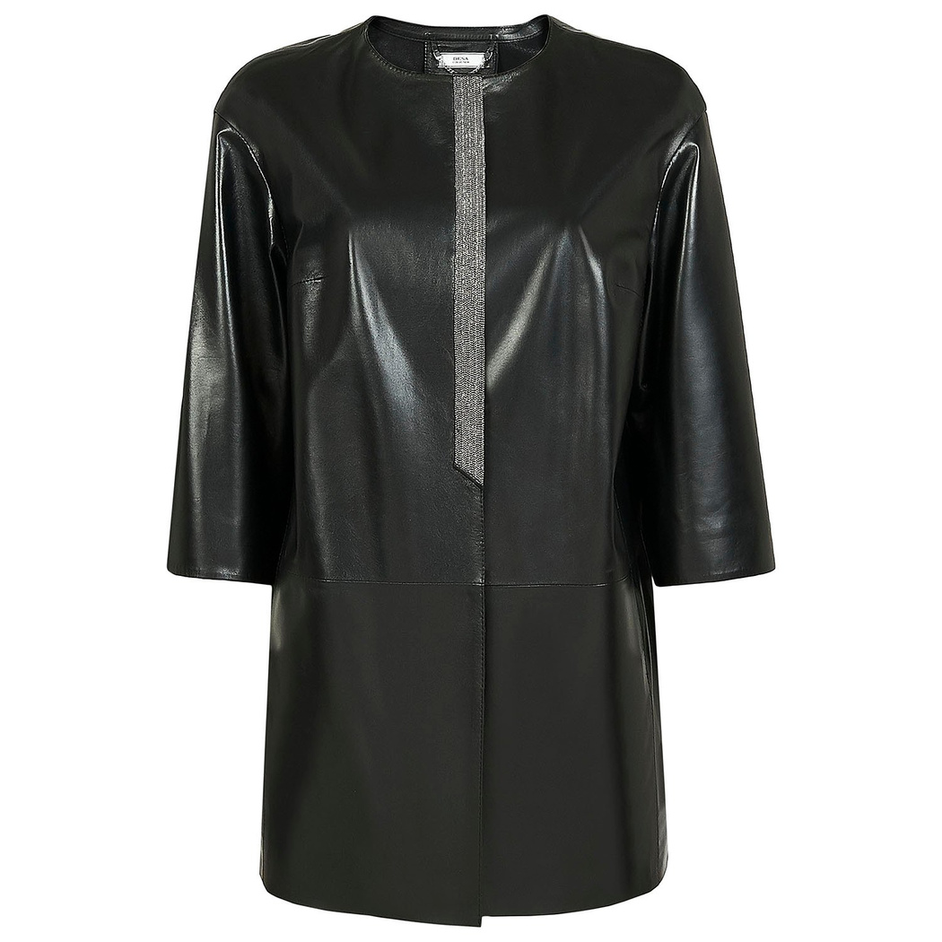 Siyah Amadora Kadın Deri Ceket