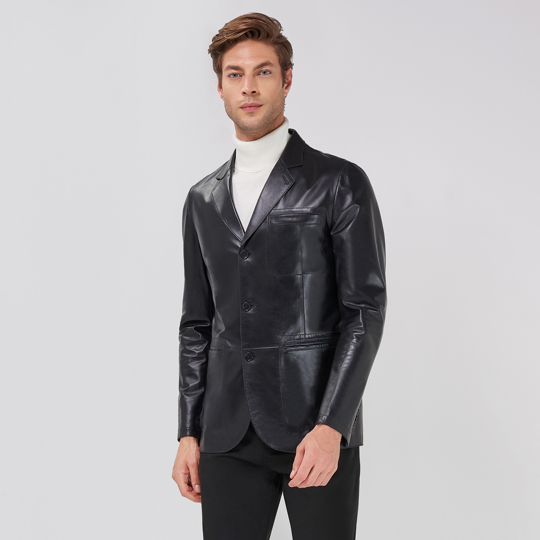 Siyah Anatole Erkek Deri Ceket