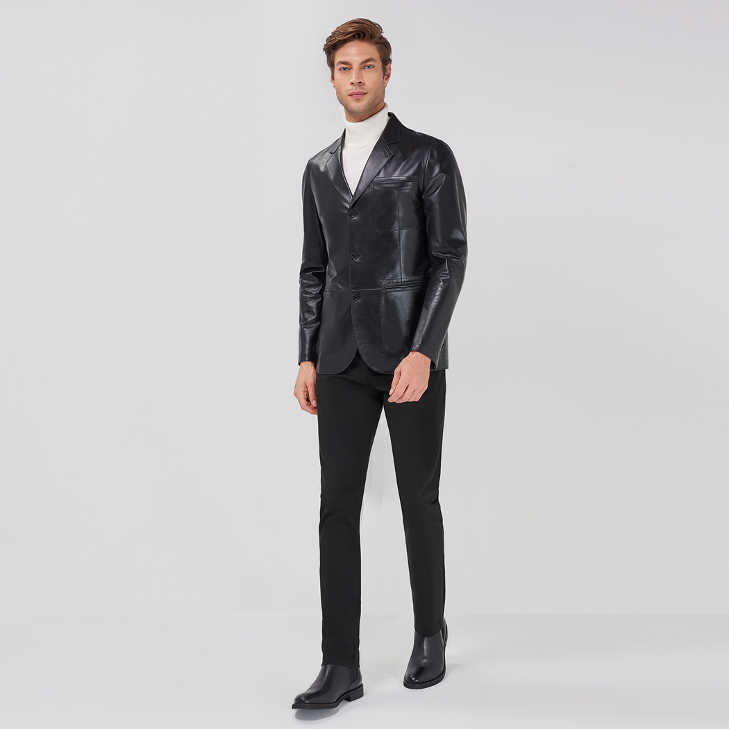 Siyah Anatole Erkek Deri Ceket