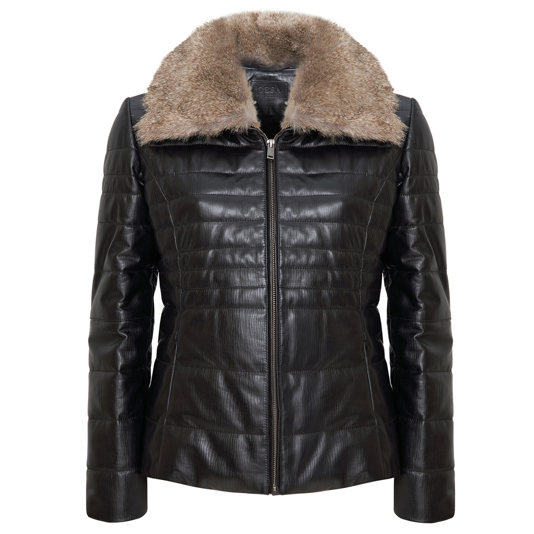 Siyah Benedetta Kadın Deri Mont